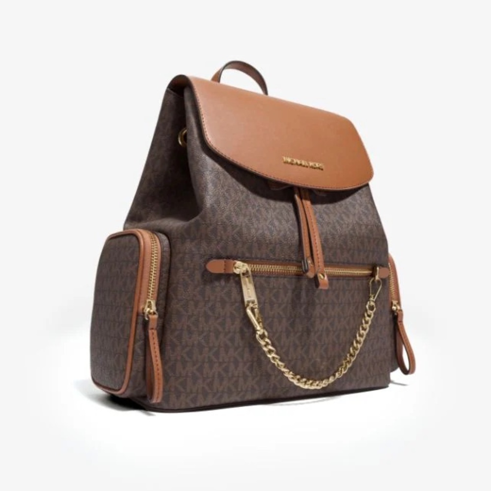 Michael Kors Signature Brown and Tan Backpack